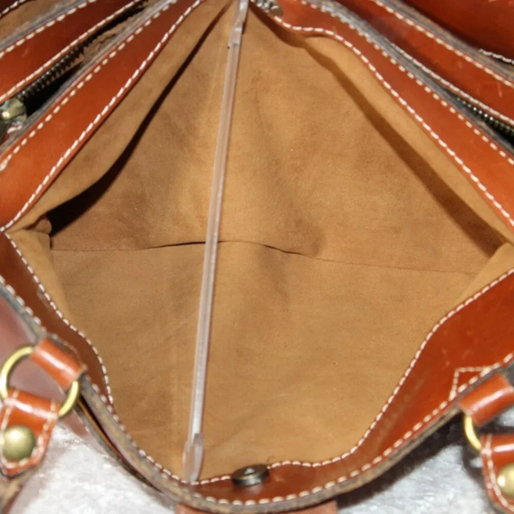 Patricia Nash Tooled Leather Satchel in Cognac Brown